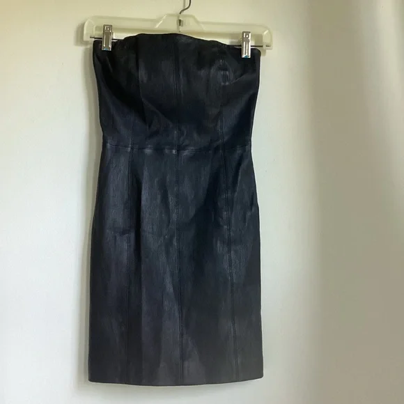 SPRWMN Leather Mini Dress Womens XS Black Strapless Bodycon Figure  Sculpting - www.joarbit.com